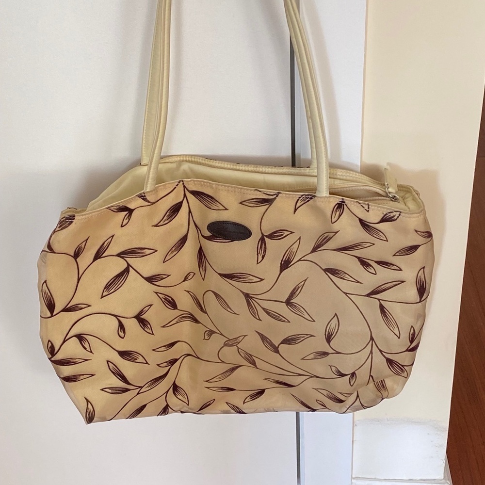 Blumarine velvet leaf  logo tote y2k bag purse vtg tan boho large casual fall